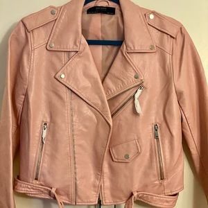 Zara light pink moto jacket